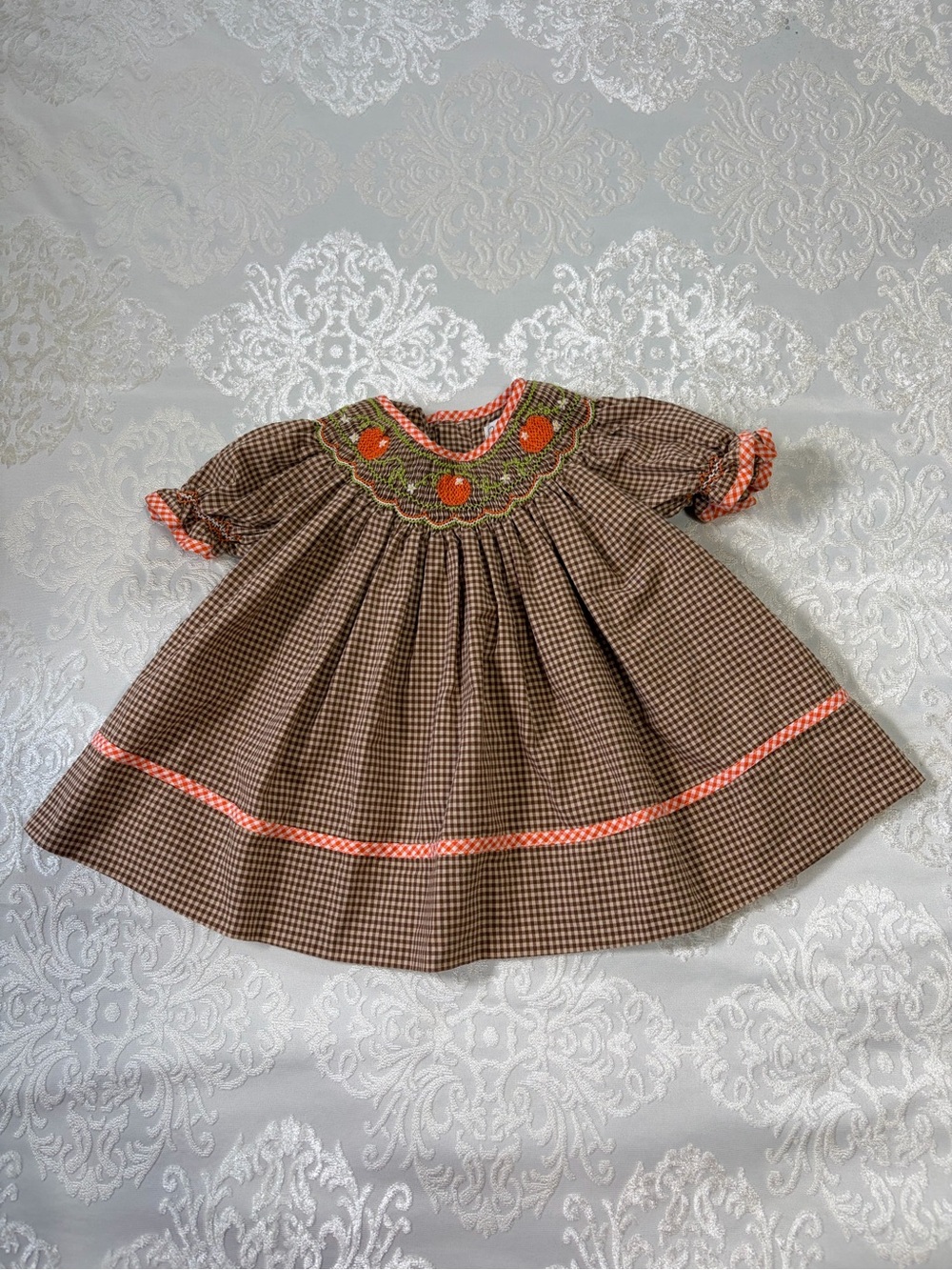 Petit Ami Smocked Fall Pumpkin Dress Size 6 Months
